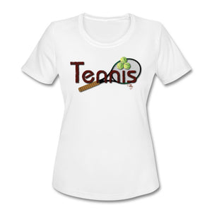 Tennis - Three - T-shirt Design by JB Rae Women's Moisture Wicking Performance T-Shirt | SanMar LST350 Showfor Inc. white S 