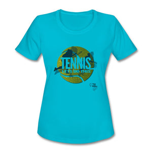 Tennis - Two - T-shirt Design by JB Rae Women's Moisture Wicking Performance T-Shirt | SanMar LST350 Showfor Inc. turquoise S 